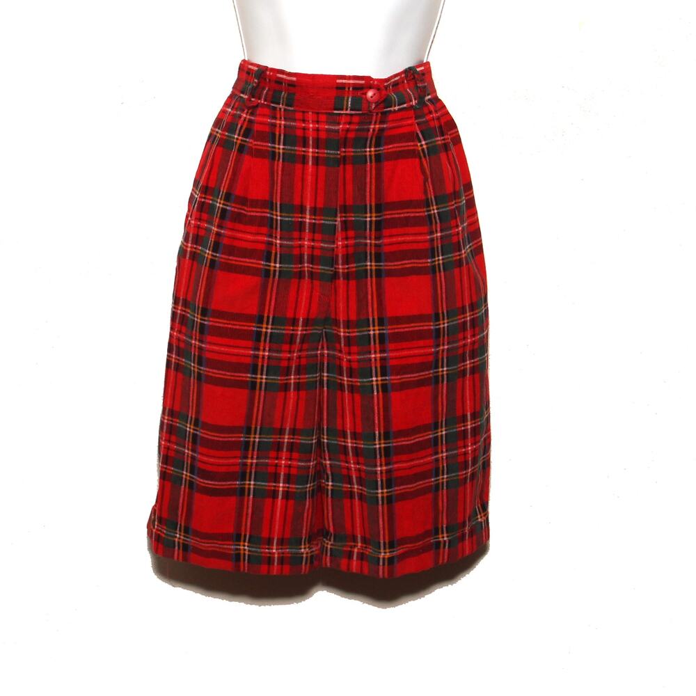Vintage Signatures by Northern Isles Tartan Plaid Corduroy Bermuda Shorts Size 6